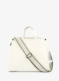 London Rag Croco Faux Leather Hand Bag in Off White