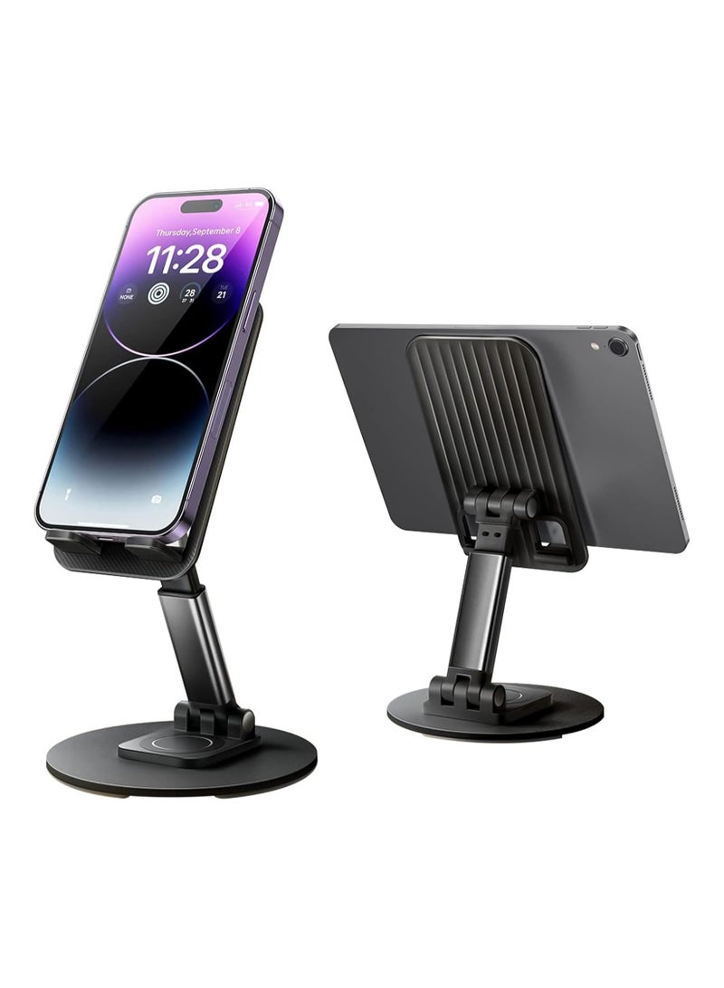 INFOSUN Cell Phone Stand Phone Holder for Desk, Rotatable Adjustable Height Mobile iPhone Stand, Table Portable Foldable Stand for Most Phones, iPhone 14 series, Samsung Galaxy, Tablet/iPad - Image 1