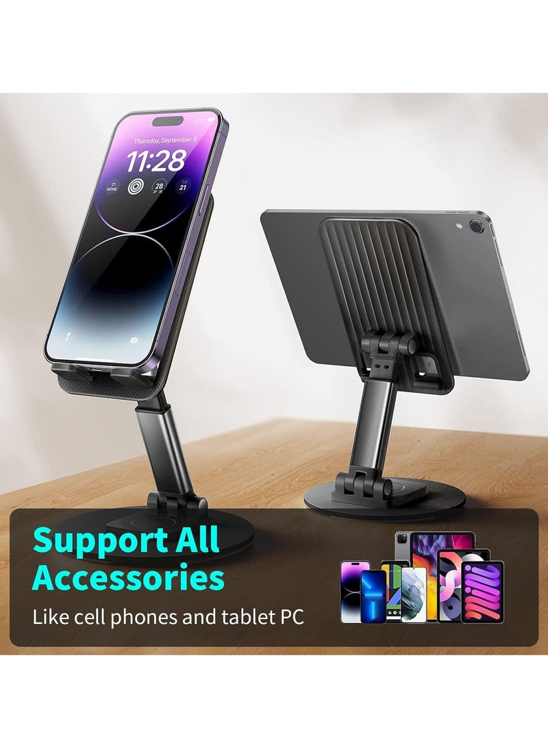 INFOSUN Cell Phone Stand Phone Holder for Desk, Rotatable Adjustable Height Mobile iPhone Stand, Table Portable Foldable Stand for Most Phones, iPhone 14 series, Samsung Galaxy, Tablet/iPad - Image 3