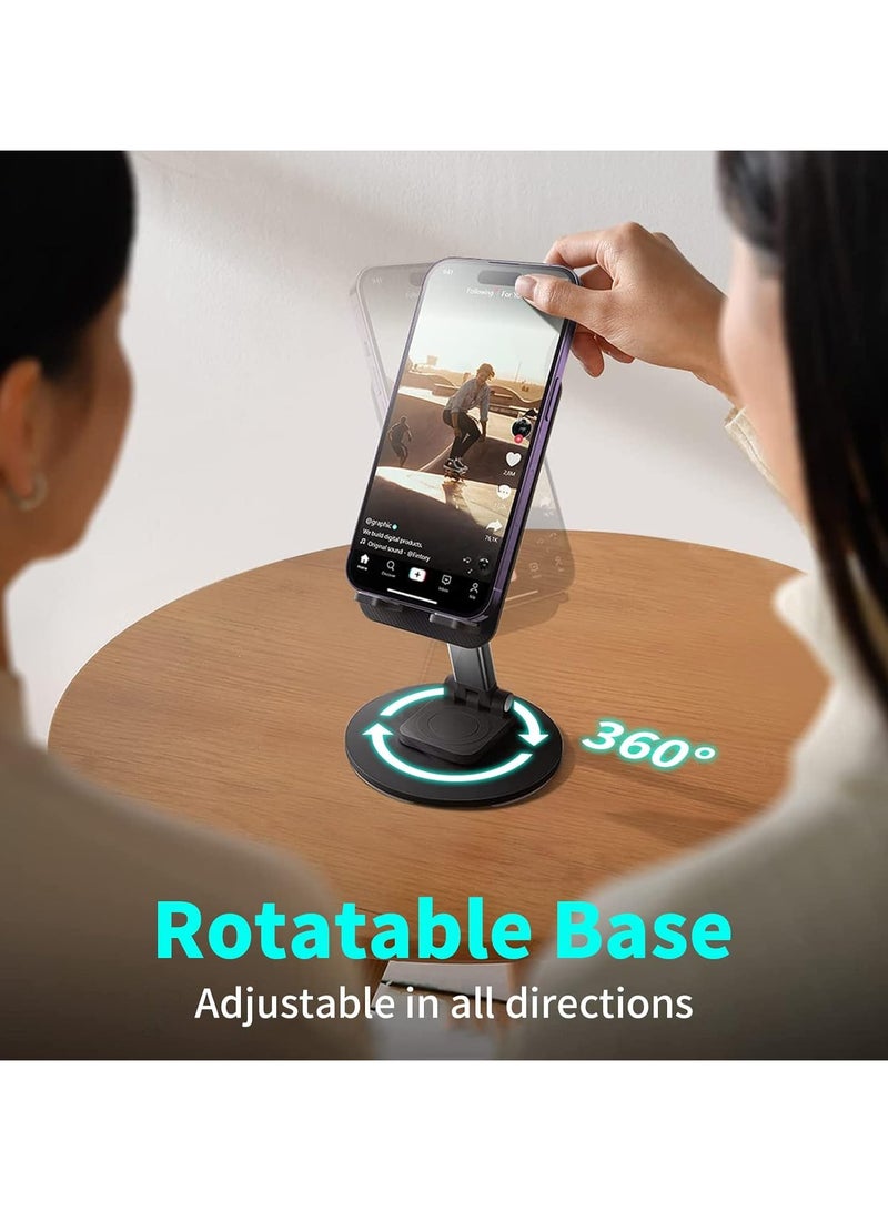 INFOSUN Cell Phone Stand Phone Holder for Desk, Rotatable Adjustable Height Mobile iPhone Stand, Table Portable Foldable Stand for Most Phones, iPhone 14 series, Samsung Galaxy, Tablet/iPad - Image 5