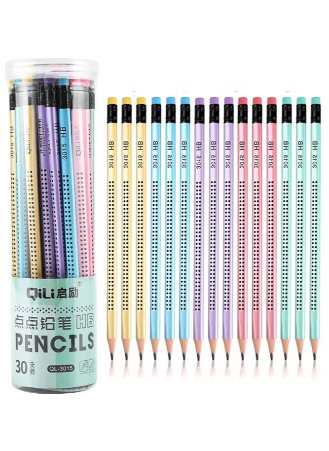 QiLi 30-Piece Wooden HB Pencils, Non-Slip Pre-Sharpened Pencil with Eraser for School, Office, Home Drawing Sketching  - Image 1
