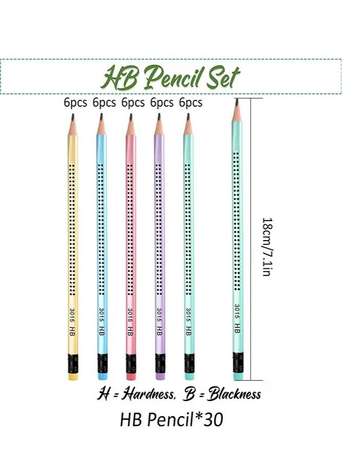 QiLi 30-Piece Wooden HB Pencils, Non-Slip Pre-Sharpened Pencil with Eraser for School, Office, Home Drawing Sketching  - Image 2