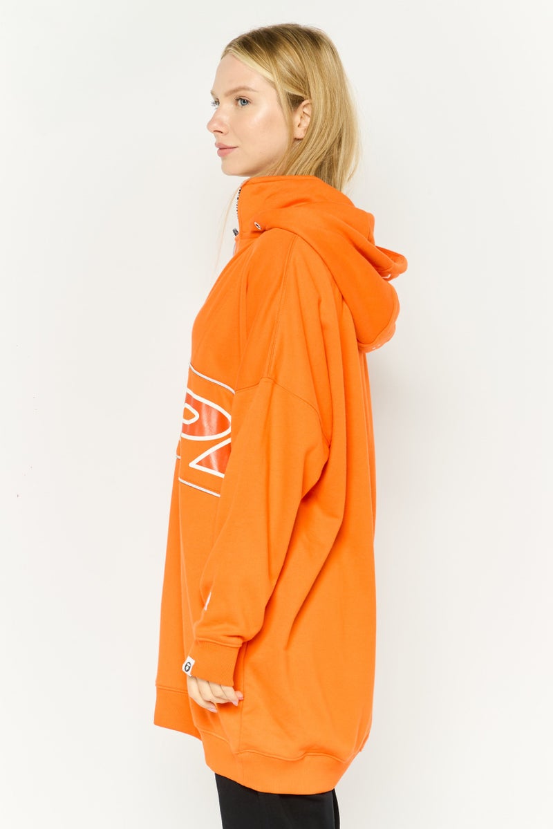 Aape BY *A BATHING APE® سويت شيرت نسائي بقلنسوة برقبة منسوجة بأكمام طويلة، برتقالي - Image 4