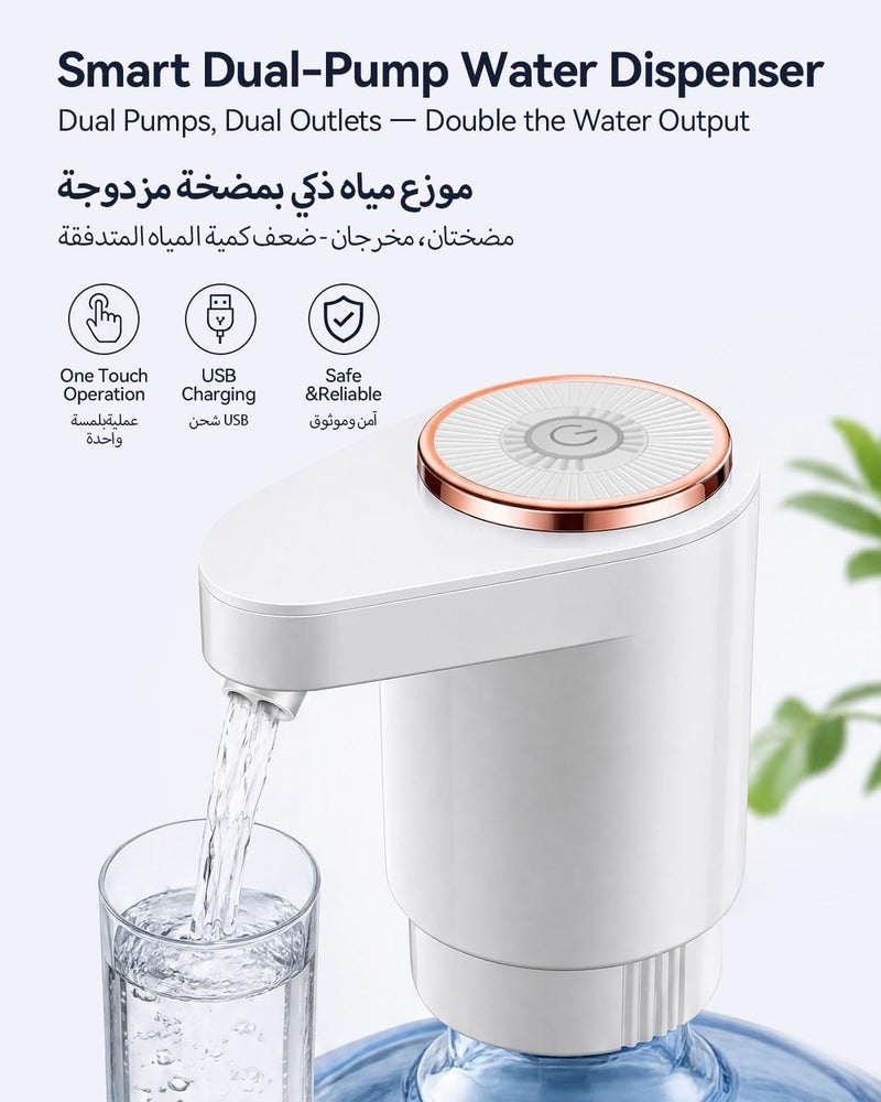 Proxima Direct Electric Water Pump with Double Pumps, High Horsepower, Type-C Charging for Office, Home & Kitchen - Image 3