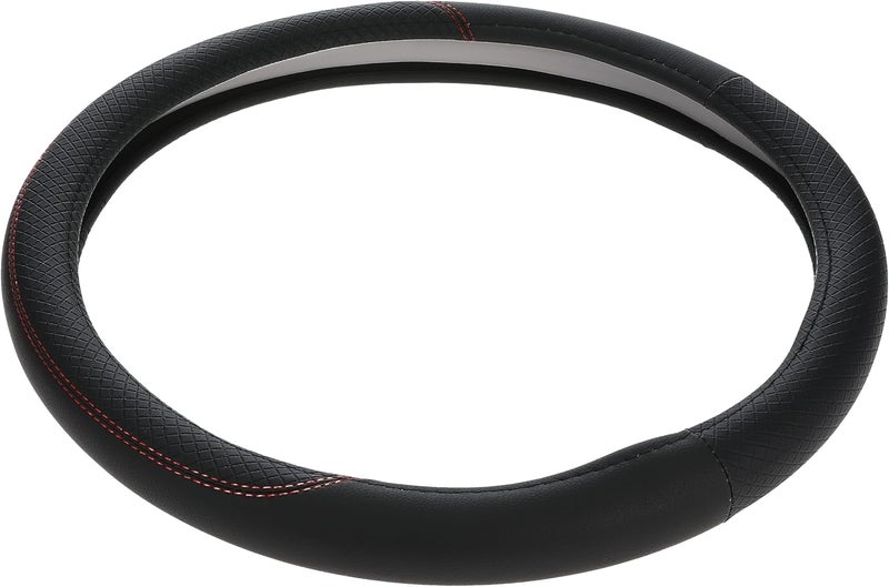 Sulfar Genuine Leather Car Steering Wheel Cover, Universal Fit for 15" Wheels, Anti-Slip & Odour-Free Interior Accessory (Black) - Image 3