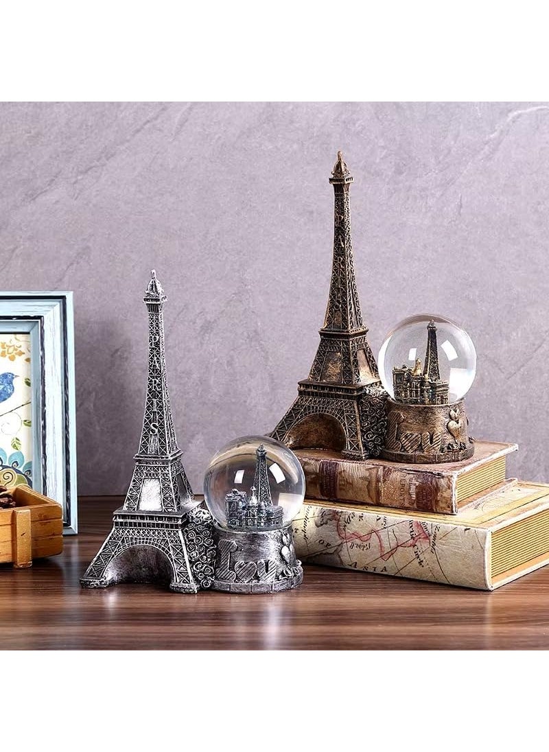 DD RETAILS DD Retails Retro Crystal Ball Hourglass Timer Vintage Music Snow Glob with Hourglass Timer LED Musical Glob Decor for Home Living Room Desktop Bookshelf Eiffel Tower with Globe  - Image 2