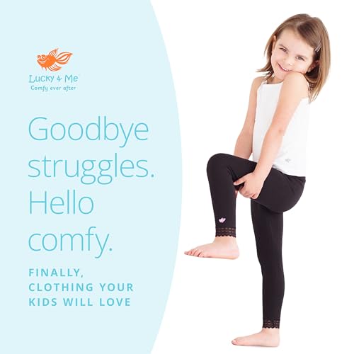 Lucky Me Lucky & Me Jada Athletic Leggings for Girls, 3 Pack, Tagless, Lace Trim, Full Length, Black/Grey/Red, 7/8 - Image 5
