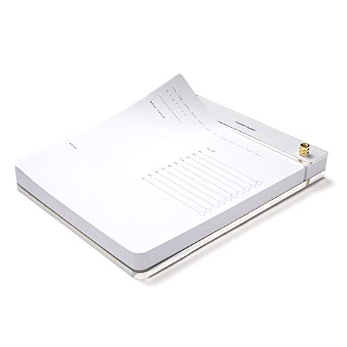 RUSSELL+HAZEL تابلت رسل + هازل الأكريليكي للمصممين، لوحة أكريليكية، ملحق مكتبي، 6.375 بوصة عرض × 8.4375 بوصة ارتفاع، لوحة أكريليكية شفافة مع تفاصيل ذهبية وورق قابل للتجديد باللون الأبيض (55748) - Image 2
