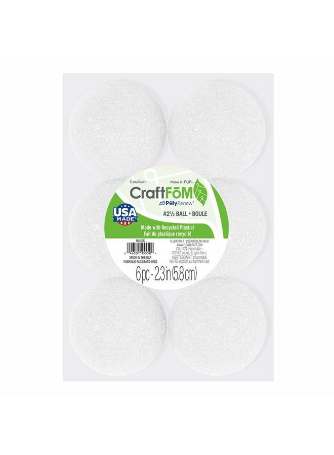 FloraCraft CraftFōM 6 Piece Ball 2.3 Inch White - Image 1