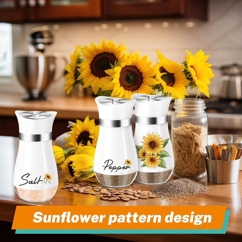 Arrozon Sunflower Salt and Pepper Shakers Set - 4oz Farmhouse Cute Kitchen Decor and Accessories Sunflower Gifts for Salt Shakers Glass Cooking Table,Housewarming,Thanksgiving,Christmas - Image 2