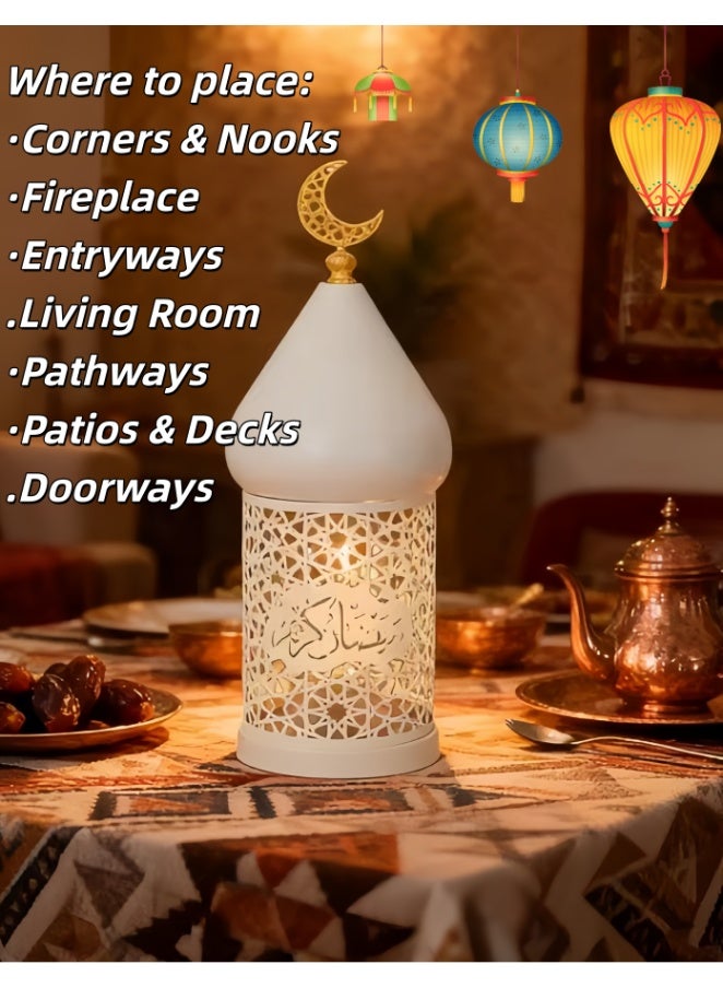 3 Pack Large White Tower Temple Moroccan Lantern Lamp Decorative, White Candle Holders White, Lanterns Ramadan Moroccan Lanterns Decorative for Ramadan Decorations, Outdoor, Home Decor (FD778-ZH1) - Image 4