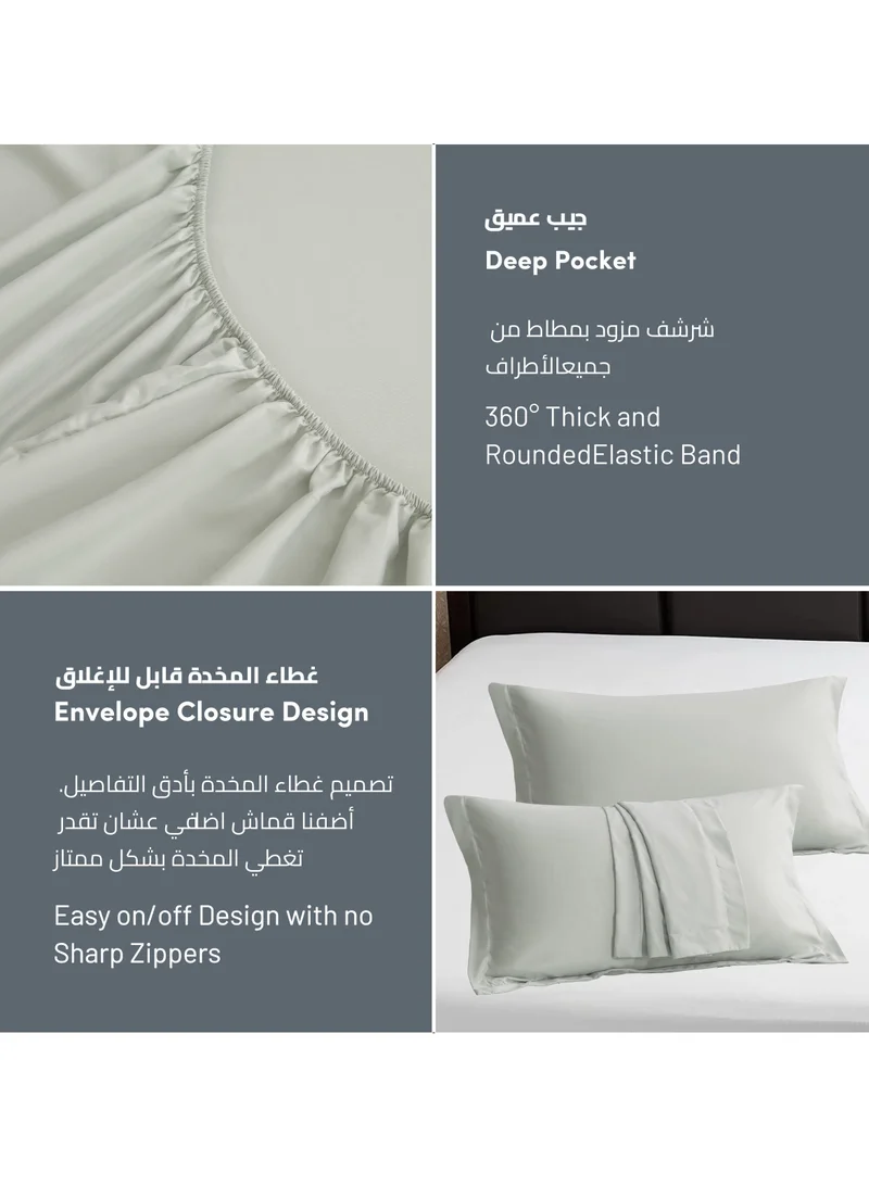 Donetella Bedding Fitted Sheet 2-Pcs Twin Size Solid Bed Sheet Set Fits(120x200CM) With Pillowcases And 30 CM Extra Deep Brushed Microfiber Bed Sheet,Mercury