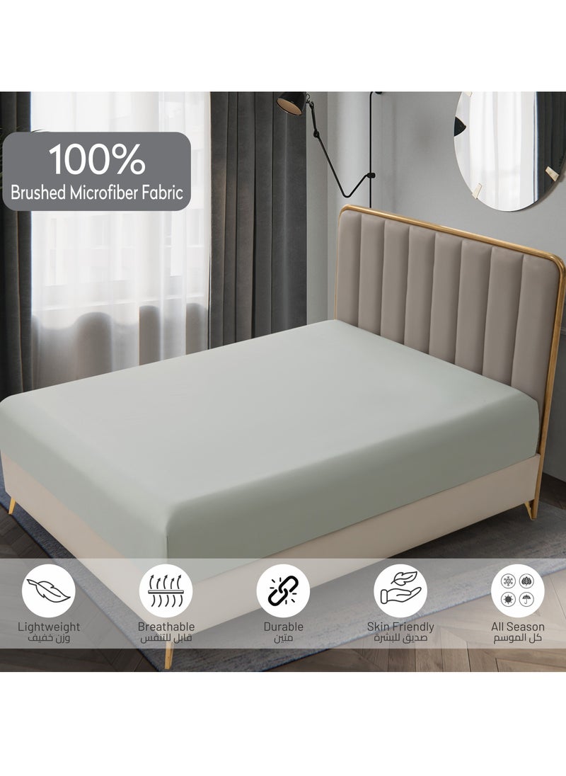 Donetella Bedding Fitted Sheet 2-Pcs Twin Size Solid Bed Sheet Set Fits(120x200CM) With Pillowcases And 30 CM Extra Deep Brushed Microfiber Bed Sheet,Mercury  - Image 5