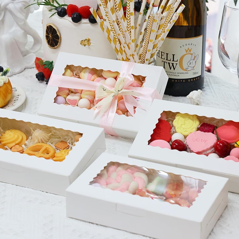AUTOWRAP AUTOWRAP 20 piece Bakery Boxes with Window Cookie Boxes Pastry Boxes Dessert Boxes for Chocolate Covered Strawberries Cupcakes Muffins Donuts and Party Favor 9x6x2 Inches  - Image 3