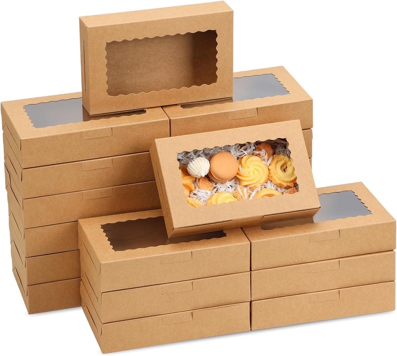 AUTOWRAP AUTOWRAP 20 piece Bakery Boxes with Window Cookie Boxes Pastry Boxes Dessert Boxes for Chocolate Covered Strawberries Cupcakes Muffins Donuts and Party Favor 9x6x2 Inches  - Image 1