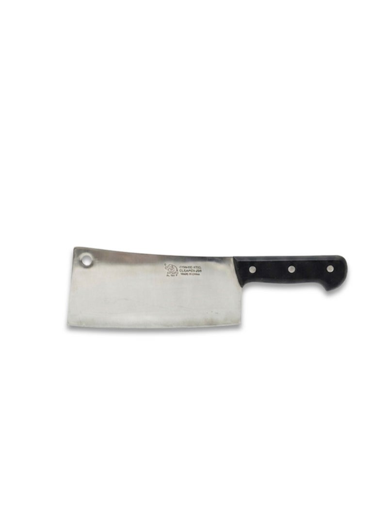 Black Handle Stainless Steel Cleaver – 35 cm – Made in China – Heavy-Duty Butcher Knife - Image 1