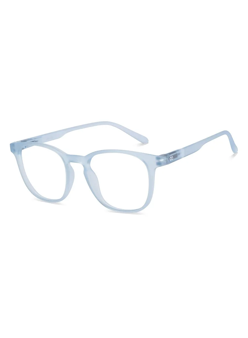 Lenskart Hustlr Peyush Bansal Glasses | Zero Power Bluecut &amp; Antiglare Computer Eyeglasses | Blue Full Rim Square | For Men &amp; Women | Large | Lb E14058