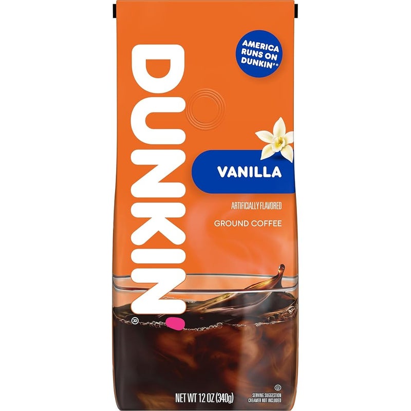 Dunkin Donuts French Vanilla Flavoured Ground Coffee 340g - Image 1