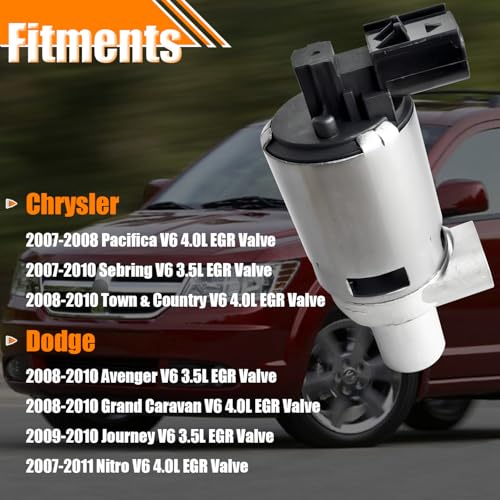 Quivimoro EGR Valve EGR4396 Replacement for Chrysler Pacifica Sebring Town Country EGR Valve Exhaust Gas Recirculation Valves for Dodge Grand Caravan Avenger Journey Nitro Replace OE 593888AA EGV1156 911125 - Image 3