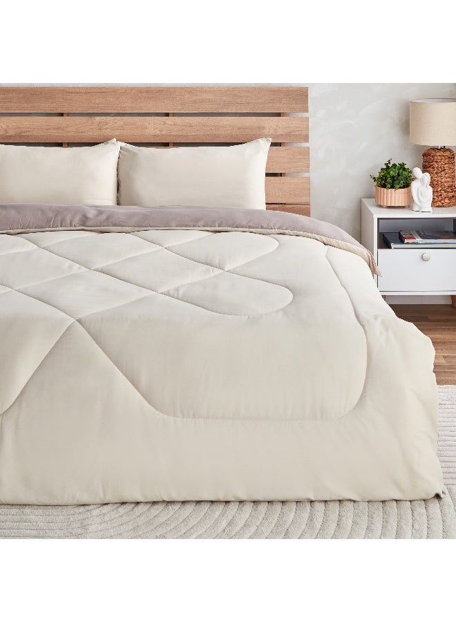 Home Box Derby 3-Piece Reversible Microfiber King Comforter Set - 220x240 cm  - Image 1