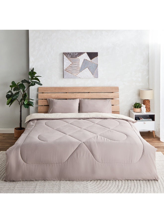 Home Box Derby 3-Piece Reversible Microfiber King Comforter Set - 220x240 cm  - Image 3