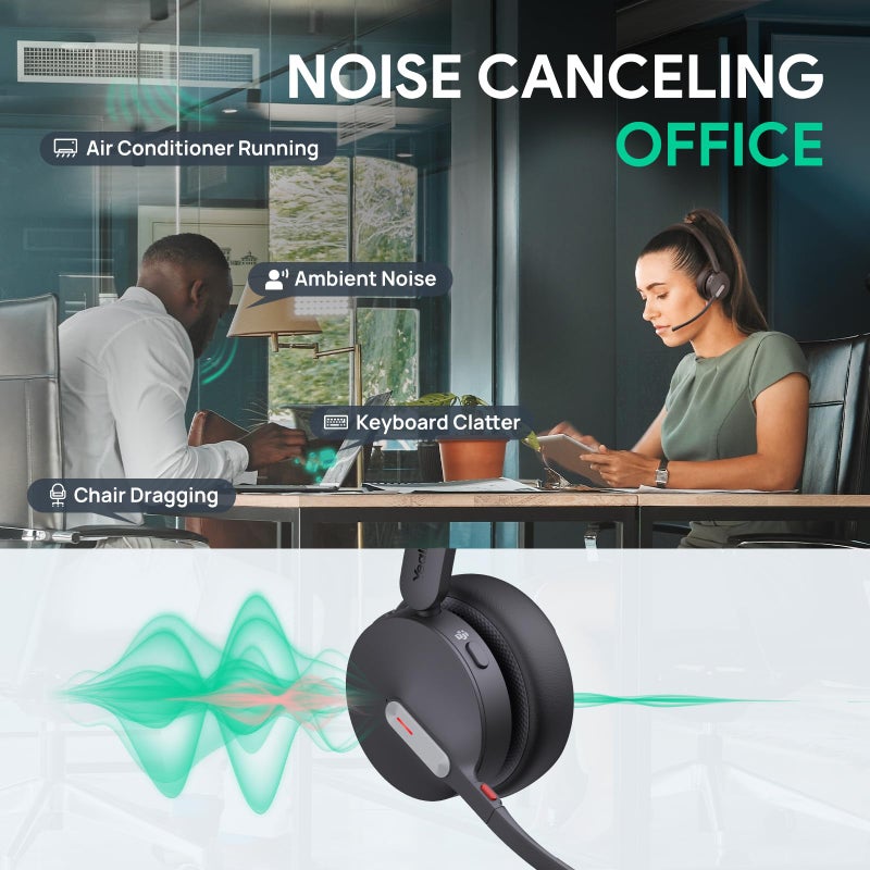 Yealink BH70 Dual Wireless Headset with Mic for Work, Bluetooth Headphone with Teams Certification, up to 35h Talk Time, 147g All-Day Wearing Comfort, Perfect for Open Office Home Hybrid Work - Image 2