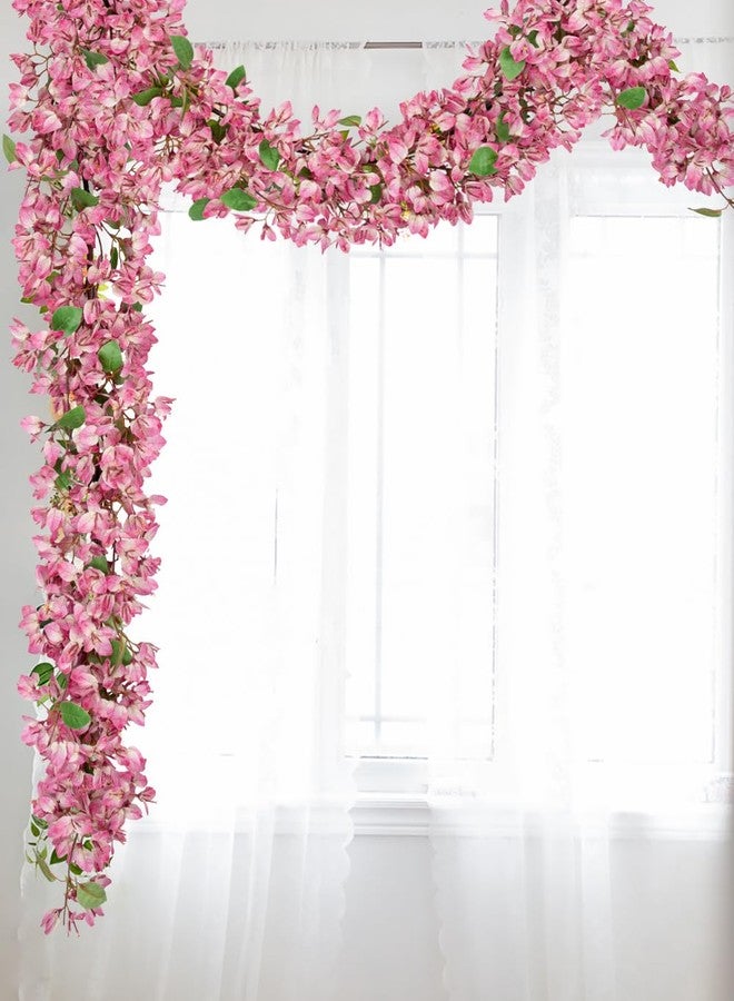 Briful إكليل زهور الجهنمية من بريفول بطول 6 أقدام - كرمة زهور حريرية صناعية مع خطاف مدمج، إكليل زهور صناعي لتزيين خلفية الطاولة والجدار وحفلات الزفاف والمنزل (وردي فاتح) - Image 4