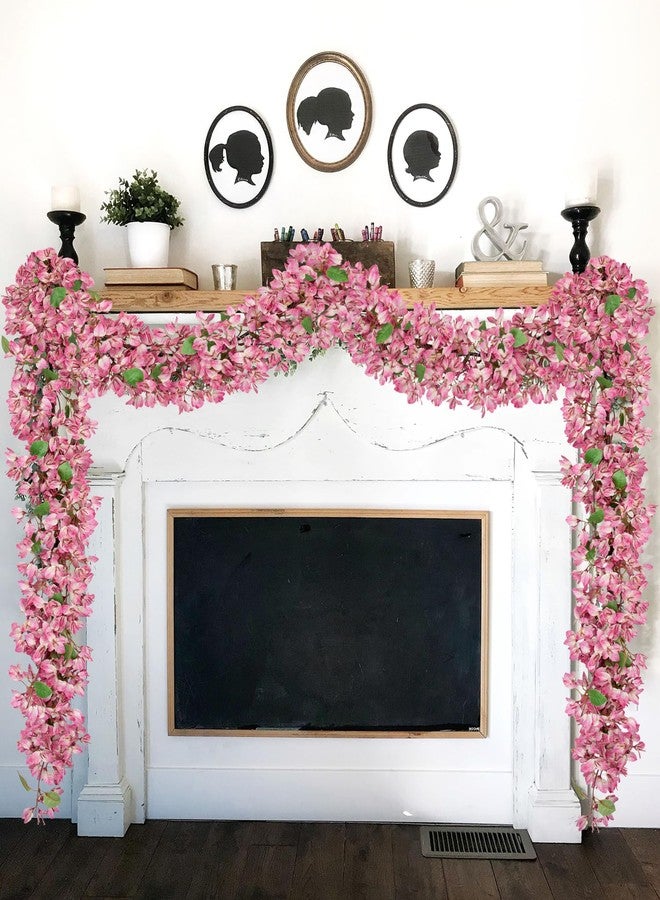 Briful إكليل زهور الجهنمية من بريفول بطول 6 أقدام - كرمة زهور حريرية صناعية مع خطاف مدمج، إكليل زهور صناعي لتزيين خلفية الطاولة والجدار وحفلات الزفاف والمنزل (وردي فاتح) - Image 5