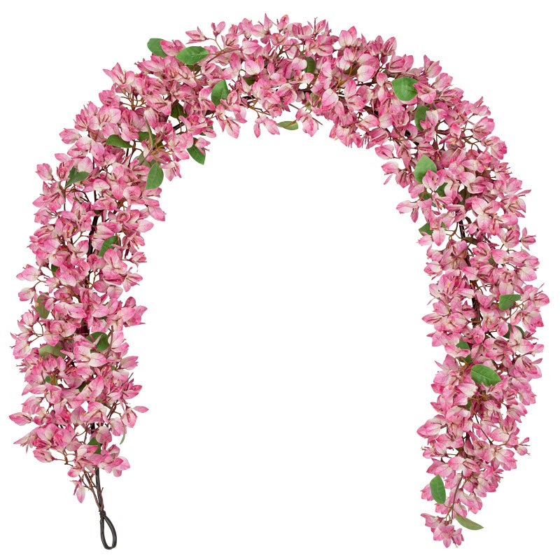 Briful إكليل زهور الجهنمية من بريفول بطول 6 أقدام - كرمة زهور حريرية صناعية مع خطاف مدمج، إكليل زهور صناعي لتزيين خلفية الطاولة والجدار وحفلات الزفاف والمنزل (وردي فاتح) - Image 1