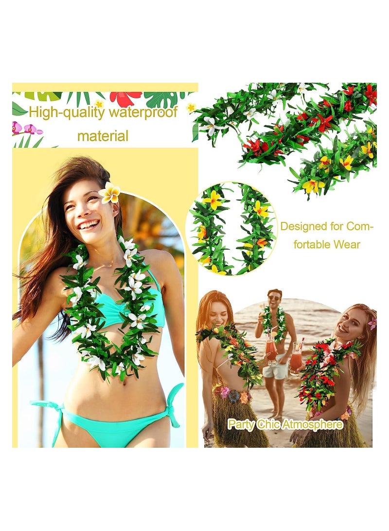 SOLARAE 6 Pieces Hawaiian Leis Tropical Hawaiian Luau Flower Party Decorations for Leaf Leis Graduation Leis Summer Vacation Tropical Artificial Flower Garland Lei for Wedding Birthday Beach Party - Image 2
