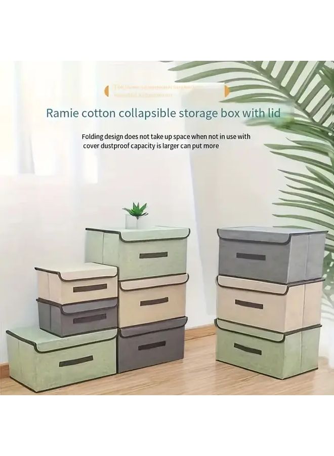 Large Green Foldable Fabric Storage Box With Dust Cover And Handle - Image 3