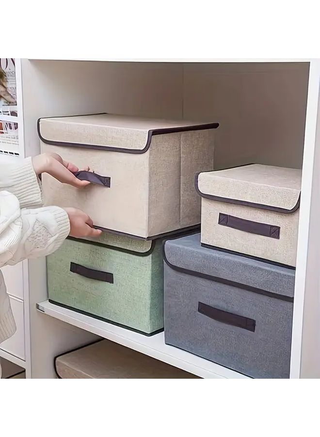 Large Green Foldable Fabric Storage Box With Dust Cover And Handle - Image 1