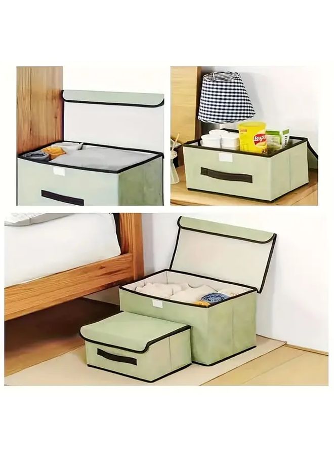 Large Green Foldable Fabric Storage Box With Dust Cover And Handle - Image 4