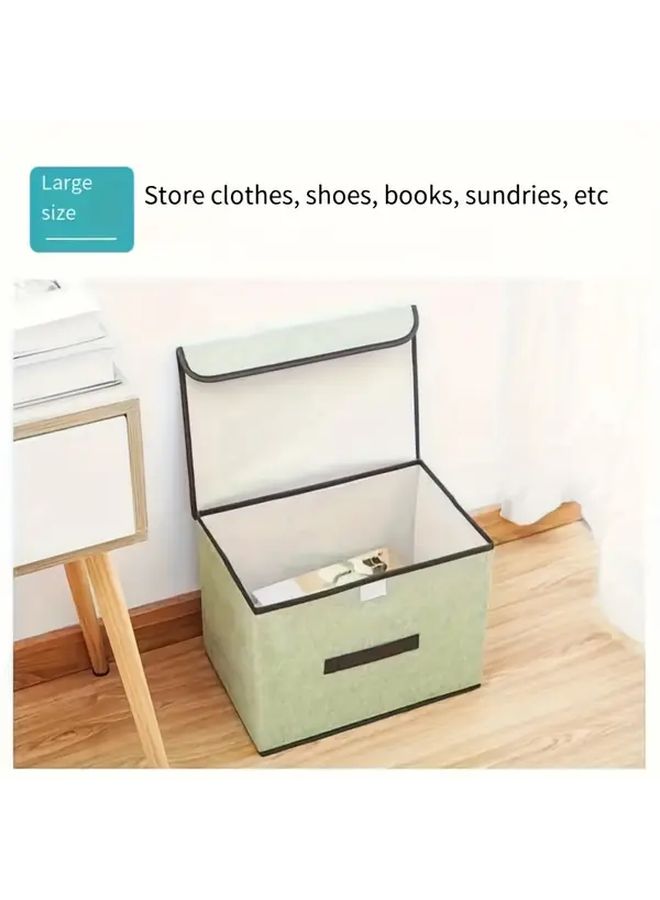 Large Green Foldable Fabric Storage Box With Dust Cover And Handle - Image 5