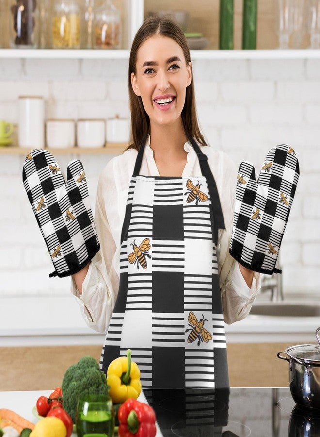 Bencailor 13 Pcs Bee Sunflower Farmhouse Kitchen Set Include 5 Cute Wooden Spoons 2 Kitchen Towels 2 Apron 2 Oven Mitts 2 Pot Holders for Housewarming Gifts (Yellow,Bee) - Image 5