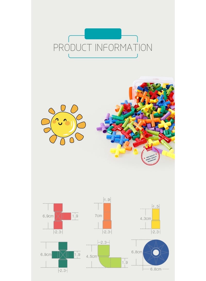 STEM Toy Pipe Tube Building Kit for Kids, 72 Pcs Creative Interlocking Construction Blocks Sets with Wheels Baseplate Educational Learning Preschool Gift for Tolddlers Boys Girls - Image 3