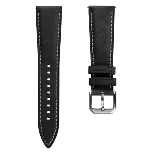WatchGecko Whitby Vintage Padded Leather QR Watch Strap Black 20mm - Image 1