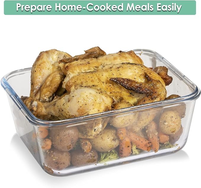 Femora Borosilicate Glass Containers for Kitchen 1 Year Warranty Container Boxes for Storage Storage Box for Kitchen with Air Vent Lid Microwave Safe Rectangular Set of 2400ml Each - Image 4