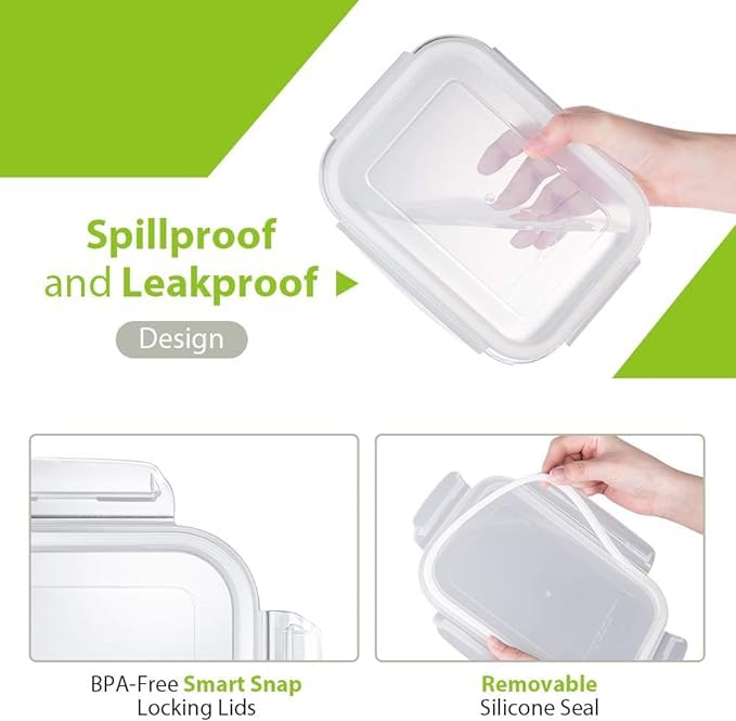 Femora Borosilicate Glass Containers for Kitchen 1 Year Warranty Container Boxes for Storage Storage Box for Kitchen with Air Vent Lid Microwave Safe Rectangular Set of 2400ml Each - Image 5
