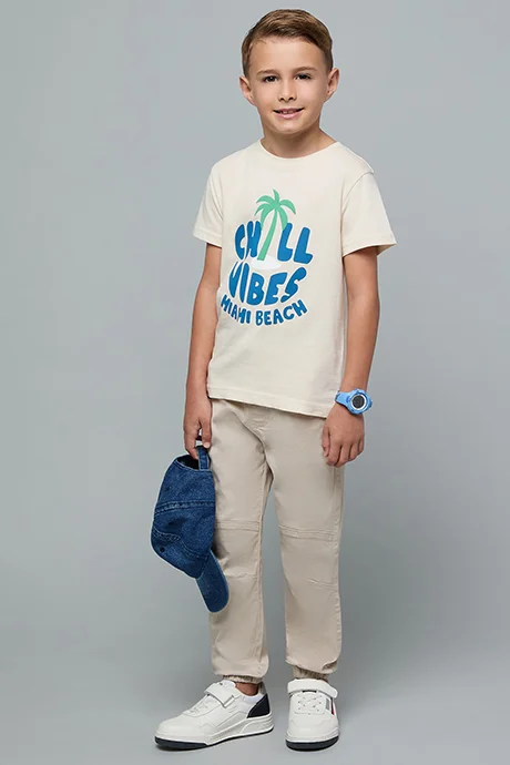 أر أند بي Printed T-Shirt with Crew Neck and Short Sleeves