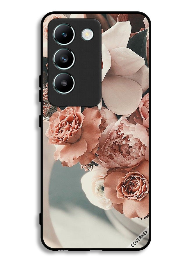 Covernex غطاء واقي لجهاز Vivo V30 Lite 4G مزين بباقة من الزهور الخوخ الجميلة - Image 1