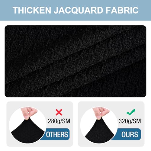 Smiry Stretch Jacquard Seat Covers for Dining Room Chairs Set of 2, Removable Washable Chair Seat Protector Slipcovers, No Rear Covers, Black - Image 2