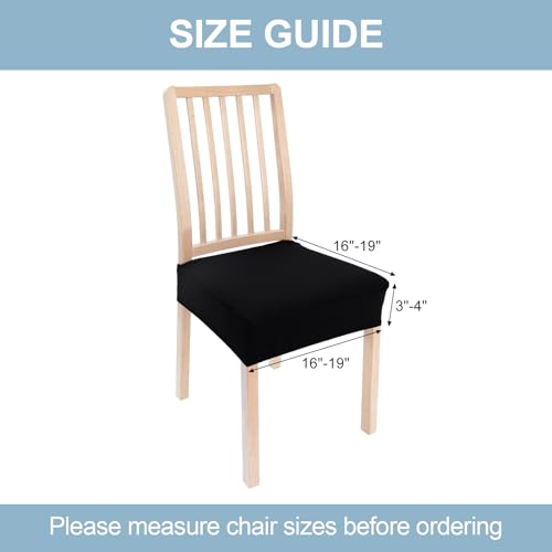Smiry Stretch Jacquard Seat Covers for Dining Room Chairs Set of 2, Removable Washable Chair Seat Protector Slipcovers, No Rear Covers, Black - Image 5