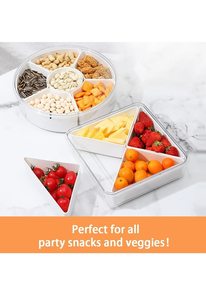 أوزيغالور صينية خضروات في الثلاجة مع غطاء - حاوية تنظيم مكونة من 4 حجرات للوجبات الخفيفة، وطبق للحفلات، والفاكهة والتغميس - Image 2