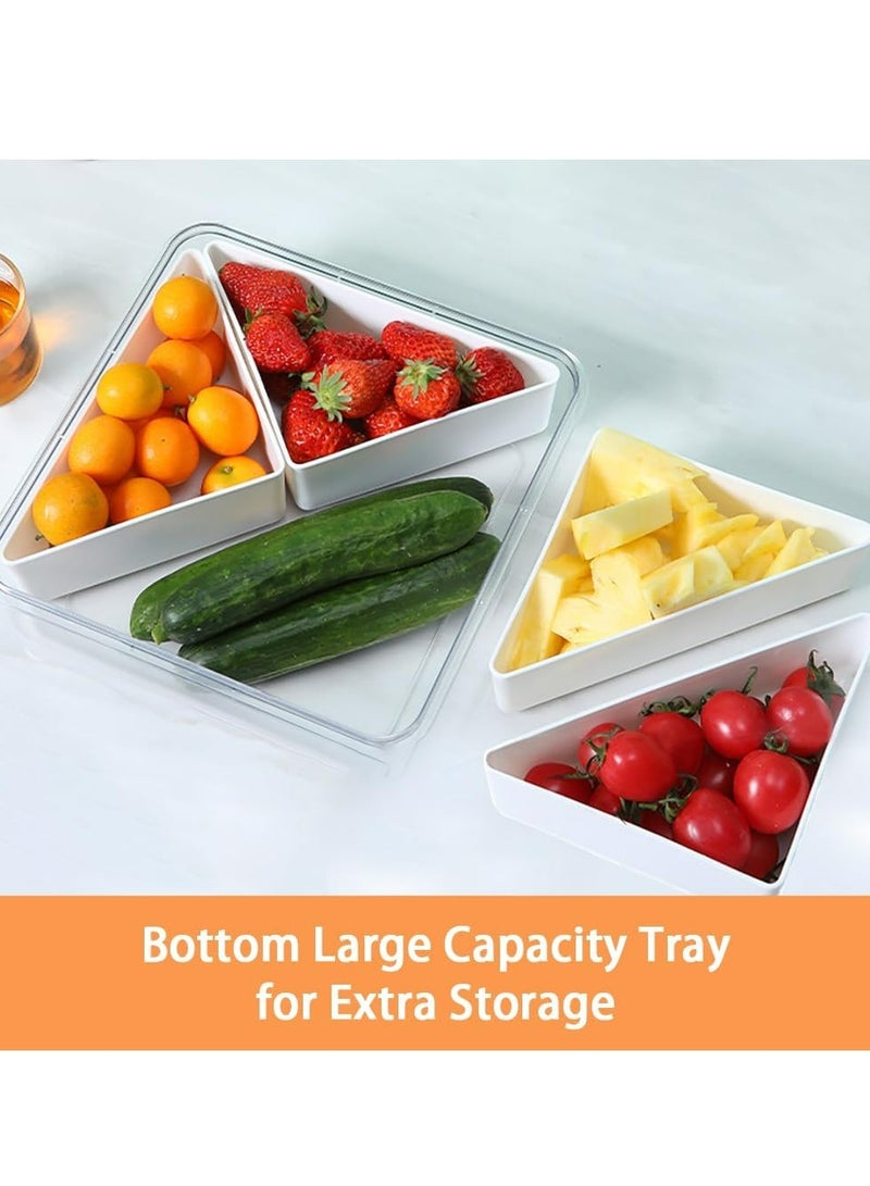 أوزيغالور صينية خضروات في الثلاجة مع غطاء - حاوية تنظيم مكونة من 4 حجرات للوجبات الخفيفة، وطبق للحفلات، والفاكهة والتغميس - Image 3