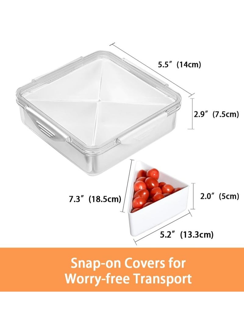 أوزيغالور صينية خضروات في الثلاجة مع غطاء - حاوية تنظيم مكونة من 4 حجرات للوجبات الخفيفة، وطبق للحفلات، والفاكهة والتغميس - Image 4