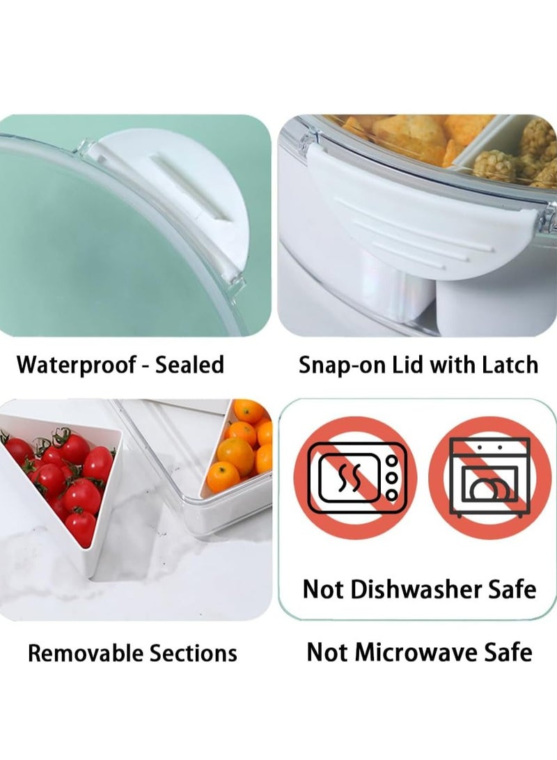 أوزيغالور صينية خضروات في الثلاجة مع غطاء - حاوية تنظيم مكونة من 4 حجرات للوجبات الخفيفة، وطبق للحفلات، والفاكهة والتغميس - Image 5