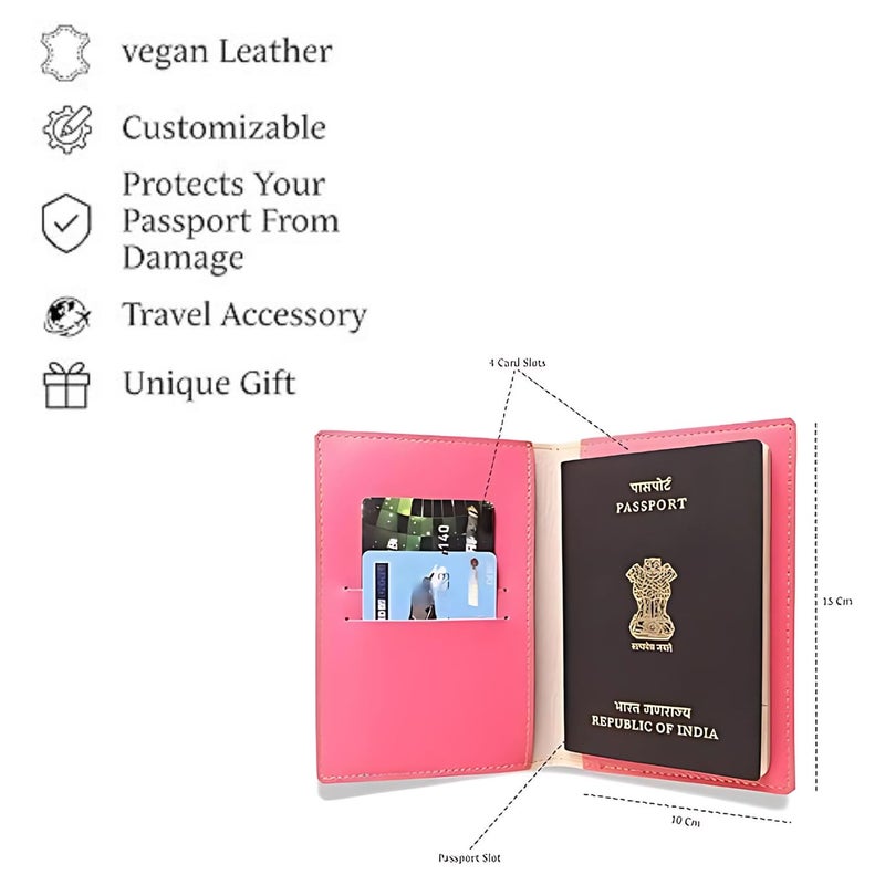 THE CUSTOMISED GIFT Unisex Passport Cover for Men & Women | Printed, Classy & Stylish | Vegan Leather Passport Cover for Travel UV Pink - Image 2