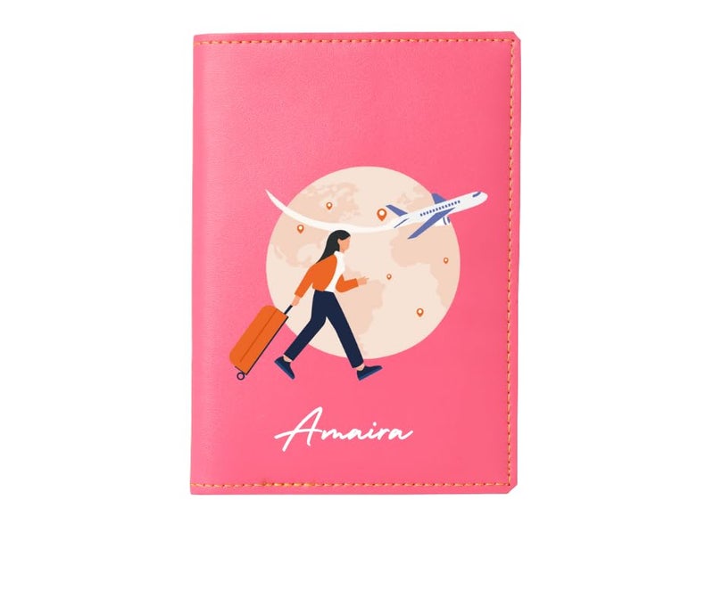 THE CUSTOMISED GIFT Unisex Passport Cover for Men & Women | Printed, Classy & Stylish | Vegan Leather Passport Cover for Travel UV Pink - Image 3
