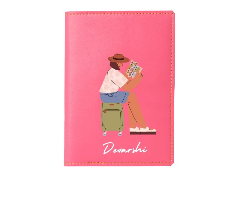 THE CUSTOMISED GIFT Unisex Passport Cover for Men & Women | Printed, Classy & Stylish | Vegan Leather Passport Cover for Travel UV Pink - Image 4